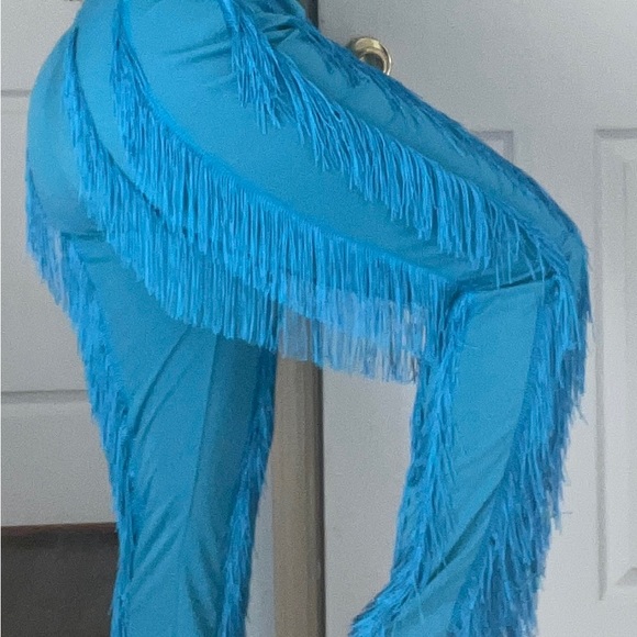 Turquoise Casual Tank Top & Tassel Decor Drawstring Pants Set - Picture 6 of 6